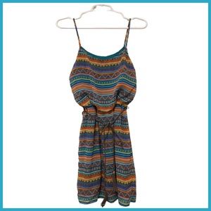 Spring / Summer Bright Colored Aztec Geometric Stripe Dress City Triangles Small